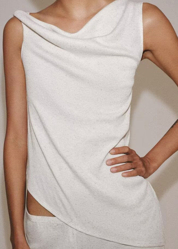 Dam Bomullsskjorta Asymmetrisk Casual 1