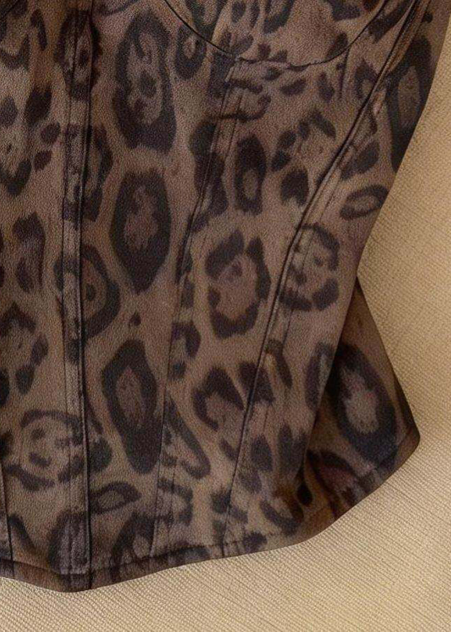 Dam Bustier Top med Leopardmönster och Fiskbensdesign 3