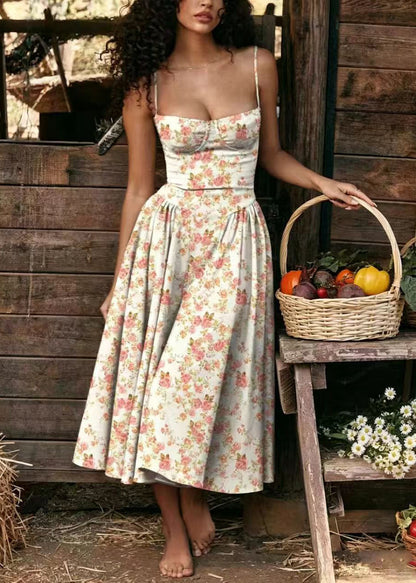 Dam Bustier Top med Löst Fall och Sommartryck 2