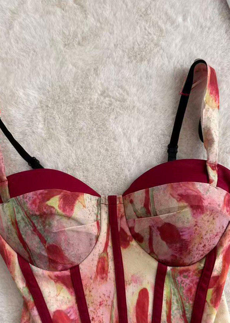Dam Bustier Topp med Tryck och Tyll för Festliga Tillfällen 2