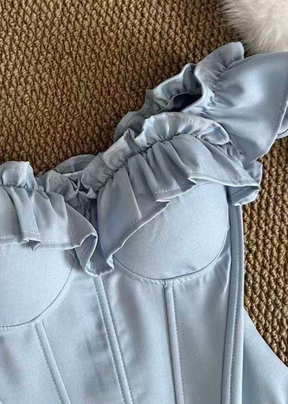 Dam Bustier Topp med Volang och Fiskbensmönster 3
