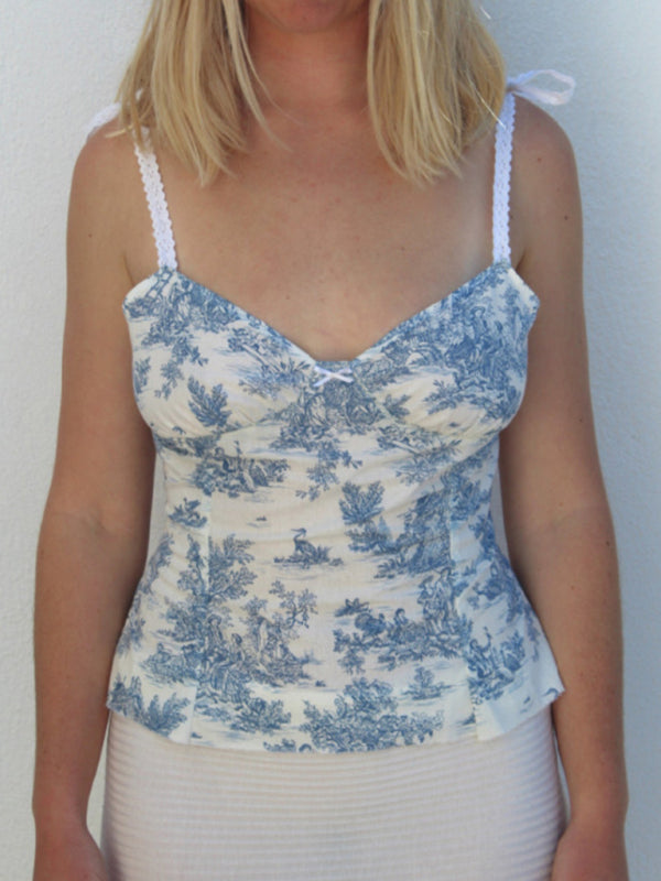 Dam Cami Tank Top V-Neck Blommigt Polyester 2