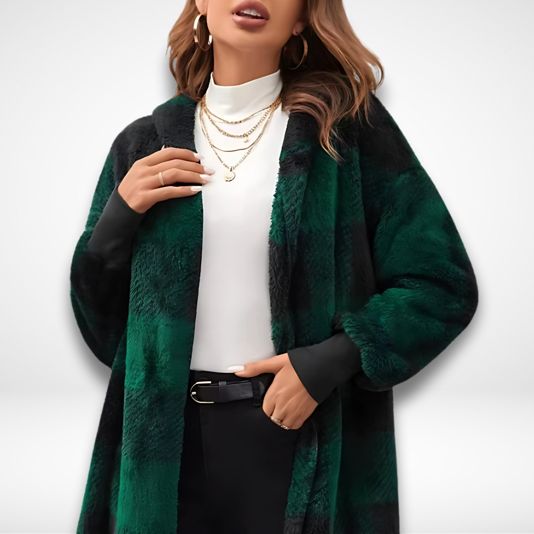 Dam Cardigan Vattentät med Rutig Mönster 1