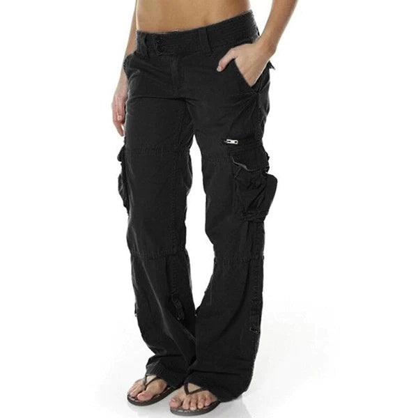 Dam Cargohose Loose Fit med Praktiska Fickor 0