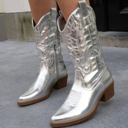 Dam Cowboystövlar Metallisk Stil 6