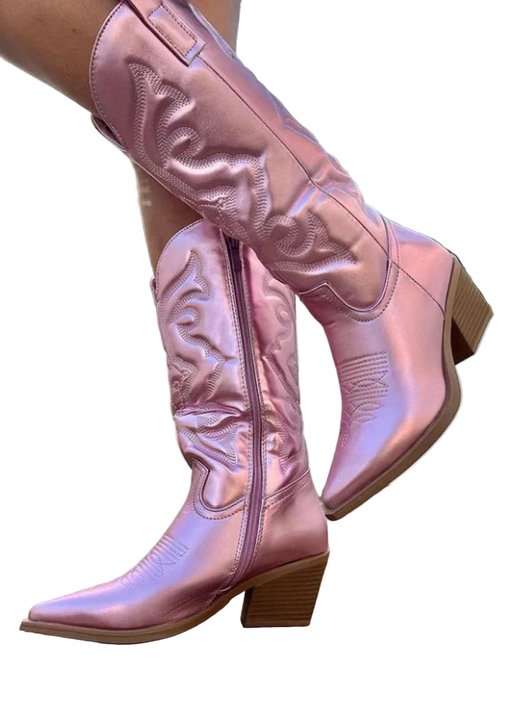 Dam Cowboystövlar i Metallic Stil 0