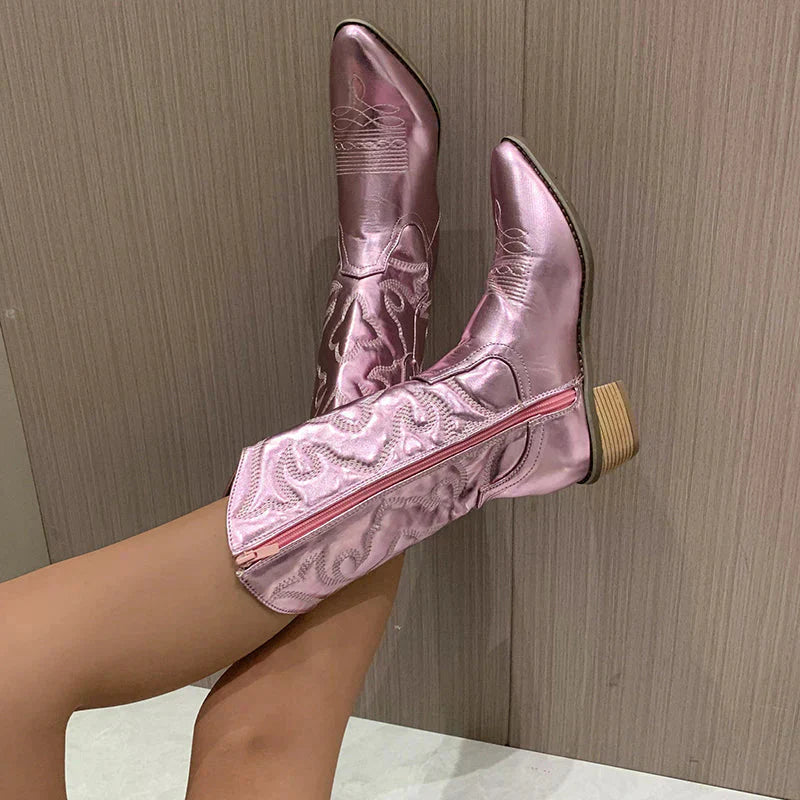 Dam Cowboystövlar i Metallic Stil 1