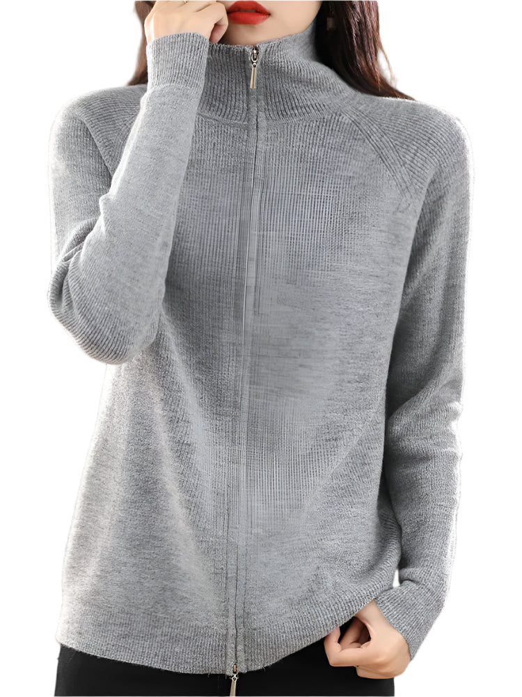 Dam Dubbel Dragkedja Västar i Ull och Bomull 0