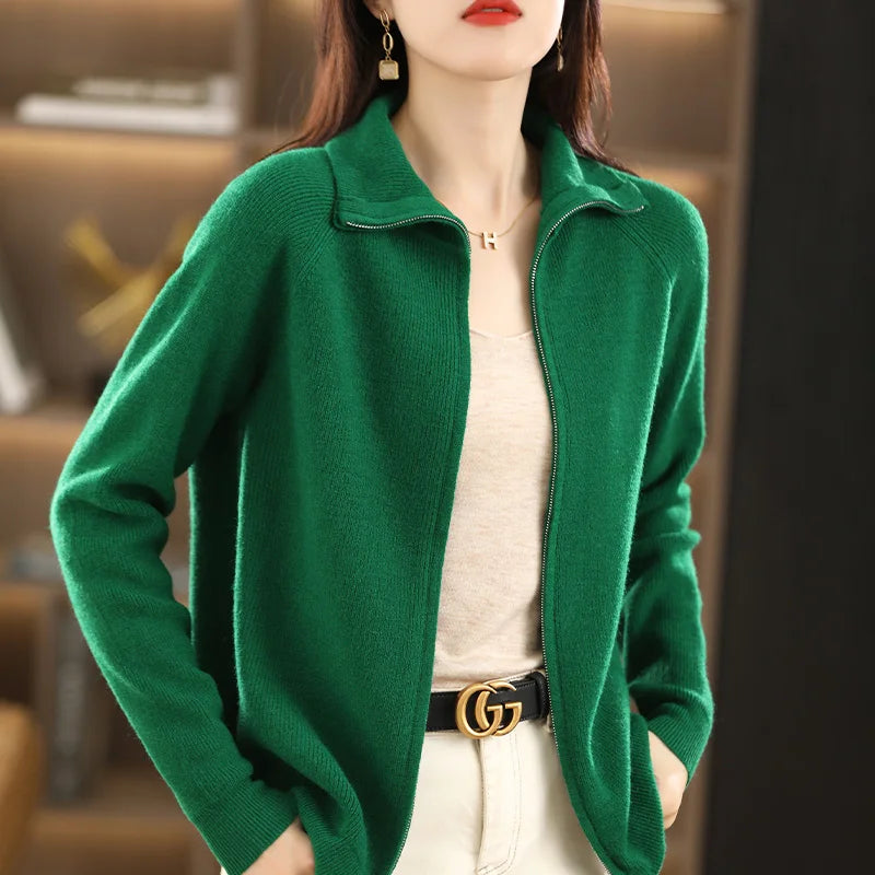 Dam Dubbel Dragkedja Västar i Ull och Bomull 5