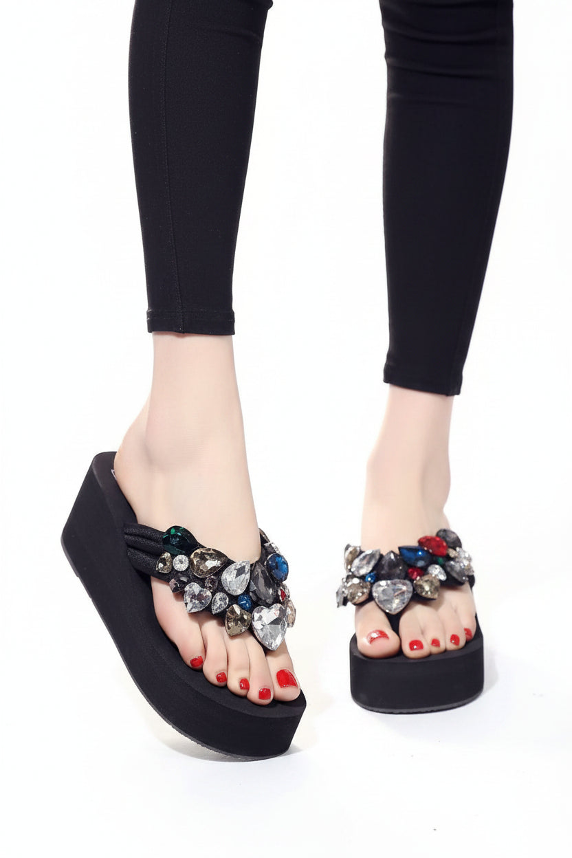 Dam Flip Flops med Splicing Detaljer 0