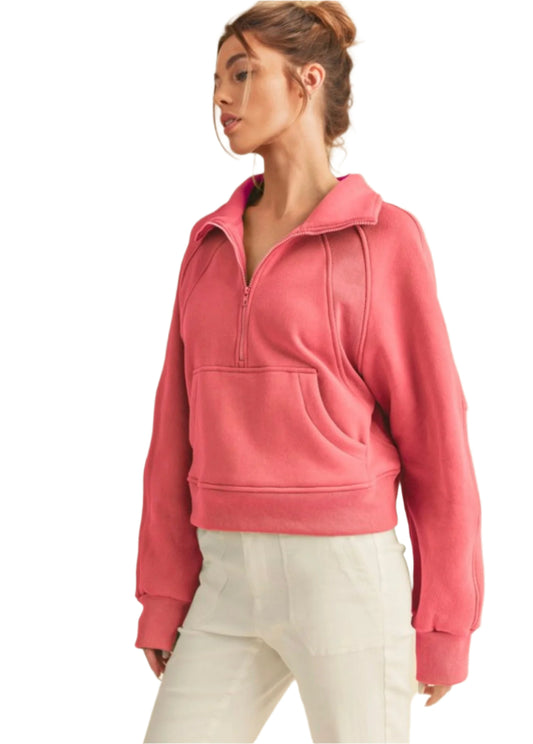 Dam Funnel Neck Halvdraget Topp Mjuk Blandning 0