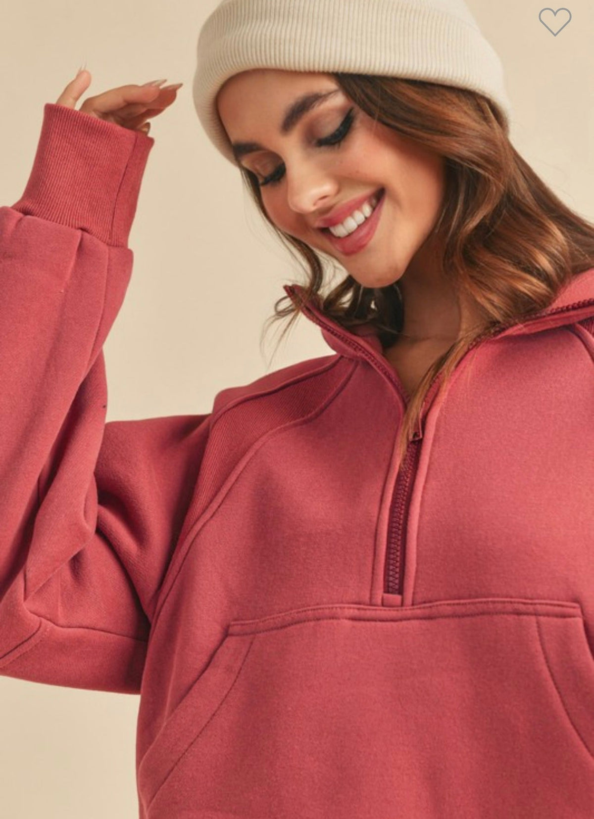 Dam Funnel Neck Halvdraget Topp Mjuk Blandning 1