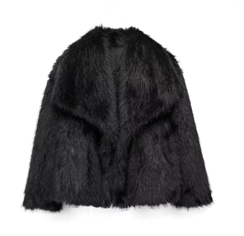 Dam Fuskpälsjacka i Denim Stilren Design med Dragkedja och Rymliga Fickor 4