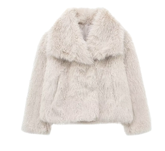 Dam Fuskpälsjacka i Denim Stilren Design med Dragkedja och Rymliga Fickor 5