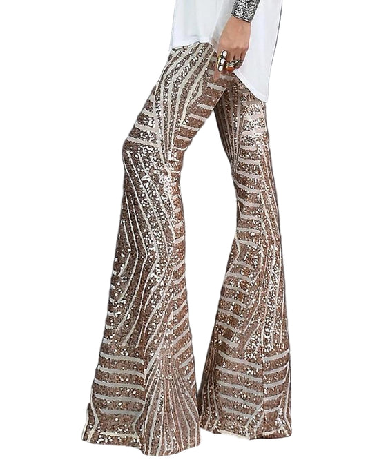 Dam Glitterbyxor Glamourös Metallisk Stil 0