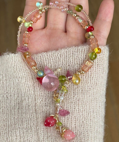 Dam Halsband Asymmetrisk Pärltofs med Jordgubbsdetalj 3