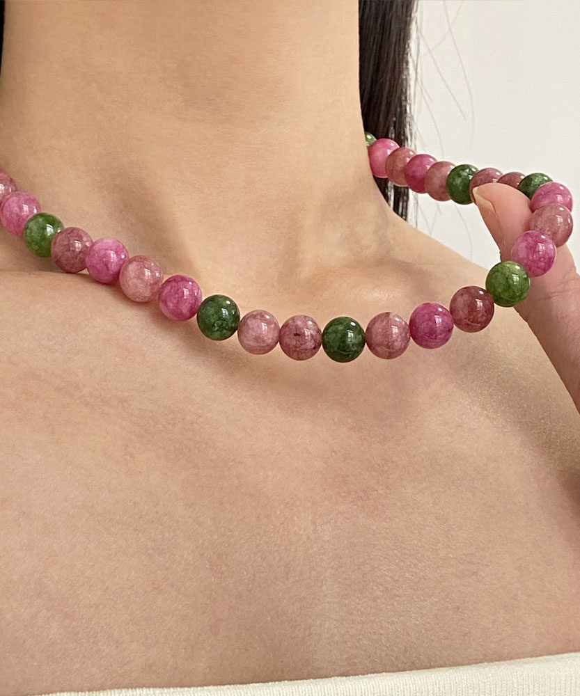 Dam Halsband med Regnbågslegering och Agatpärlor 2