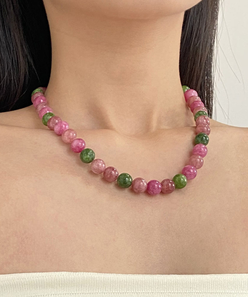 Dam Halsband med Regnbågslegering och Agatpärlor 3