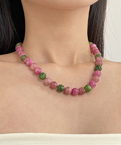 Dam Halsband med Regnbågslegering och Agatpärlor 3