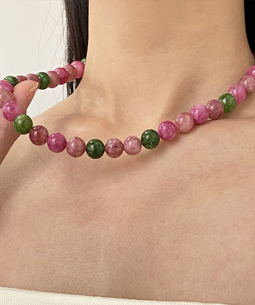 Dam Halsband med Regnbågslegering och Agatpärlor 4