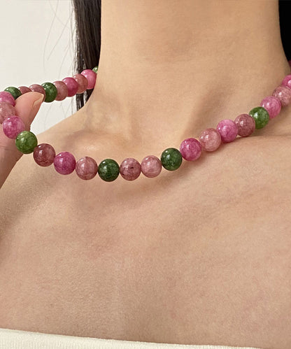 Dam Halsband med Regnbågslegering och Agatpärlor 4
