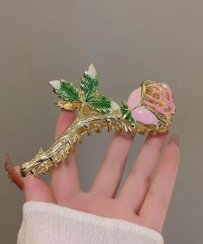 Dam Hårnål med Grön Ros och Zircon Detaljer 0