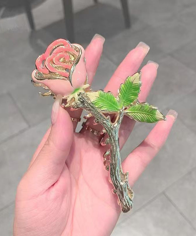 Dam Hårnål med Grön Ros och Zircon Detaljer 4