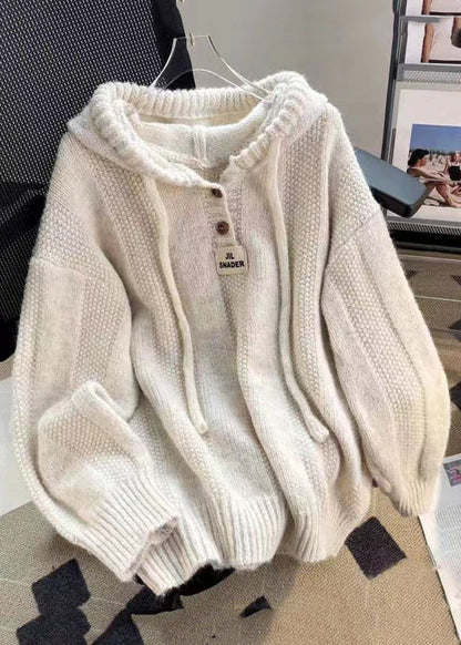 Dam Hooded Top med Snörning i Bomull 1