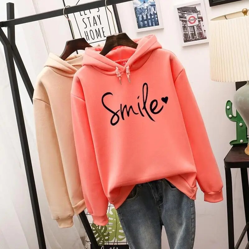 Dam Hoodie med Smile-Love Design 2