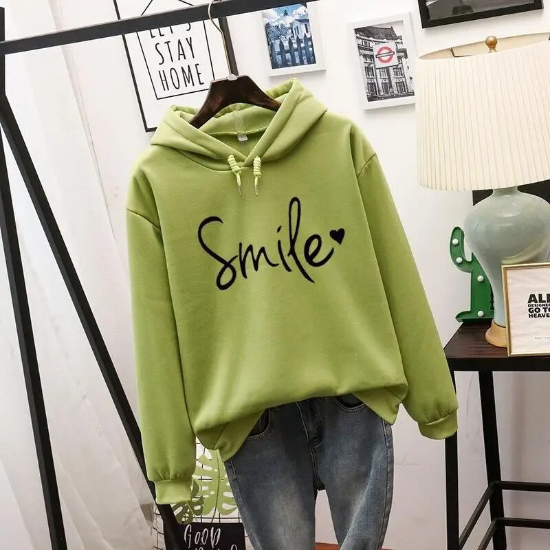 Dam Hoodie med Smile-Love Design 4