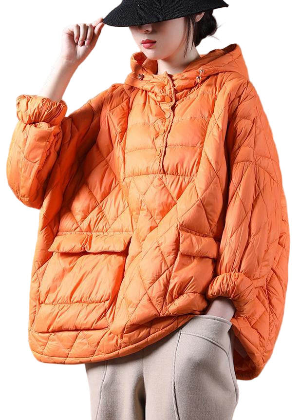 Dam Jacka Plus Size Hooded Pullover i Dunfyllning 0