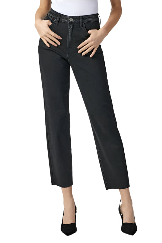 Dam Jeans Hög Midja Mom Fit Tvättad Svart 0