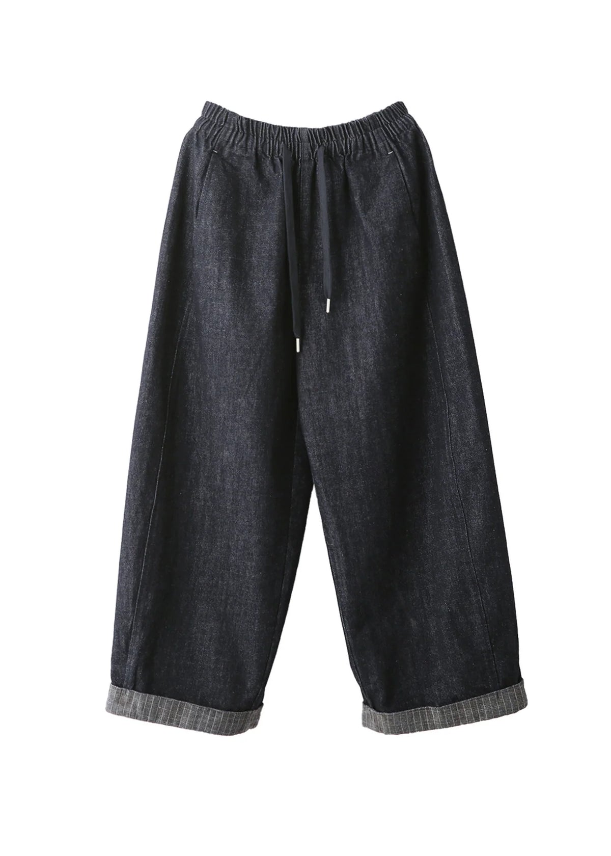 Dam Jeans Hög Midja Patchwork Design med Fickor och Elastisk Midja 4