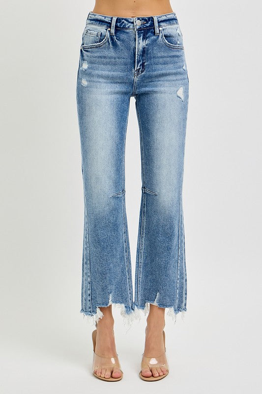 Dam Jeans Hög Midja Raka Med Distressed Kant 2