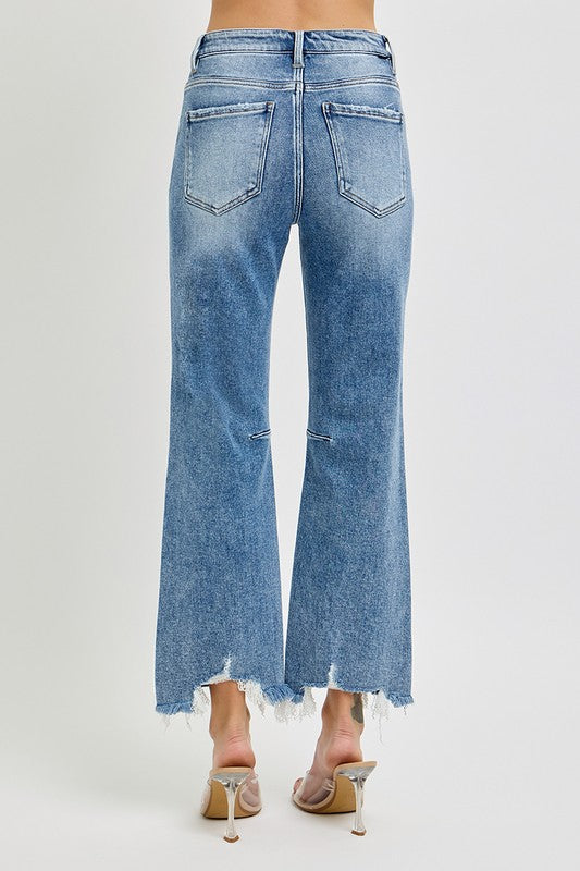 Dam Jeans Hög Midja Raka Med Distressed Kant 4
