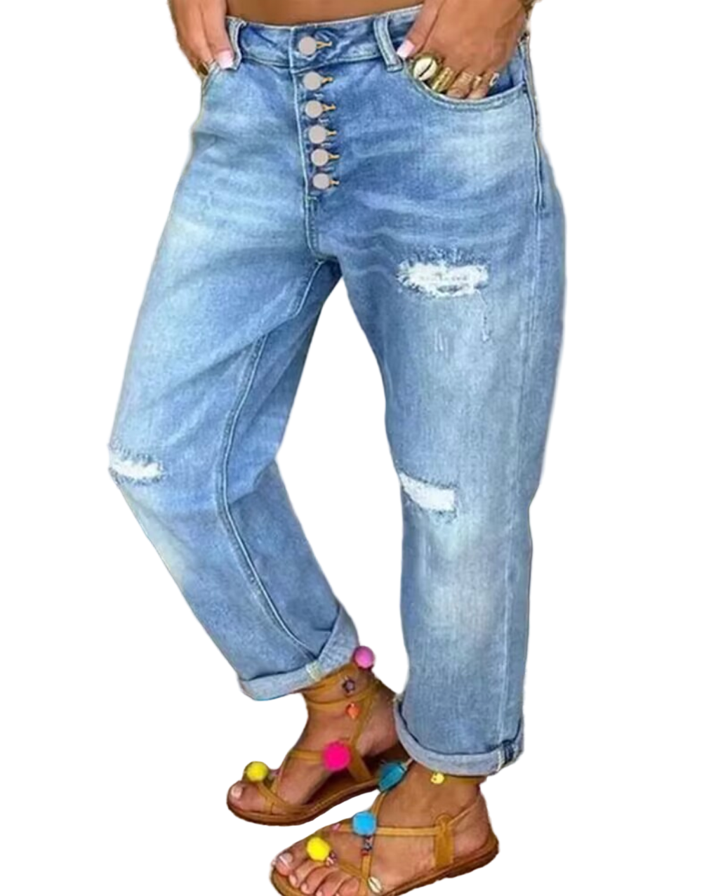 Dam Jeans Med Hög Midja Klassisk Stil Hållbara Material 0