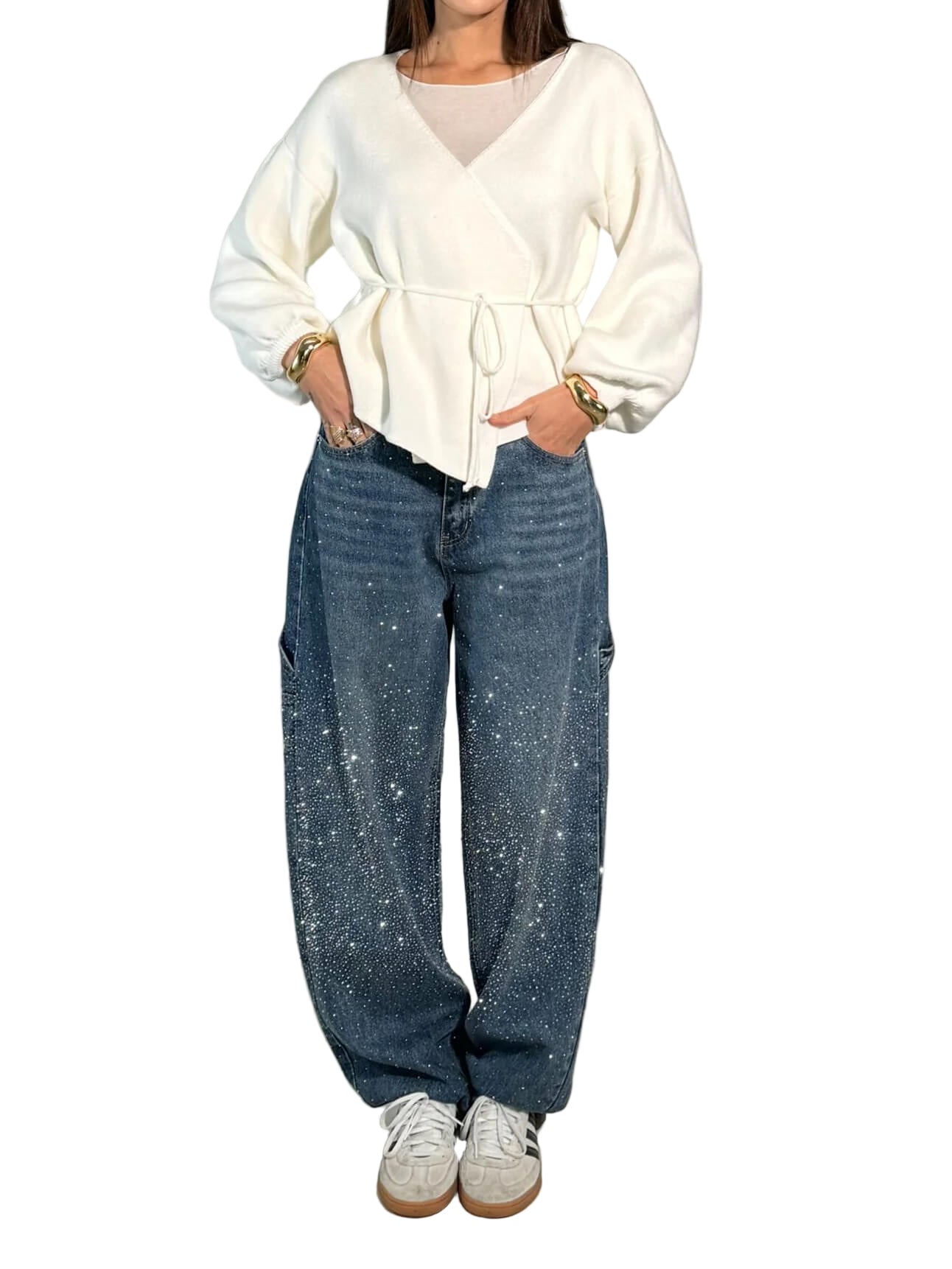 Dam Jeans med Diamantdetaljer 0