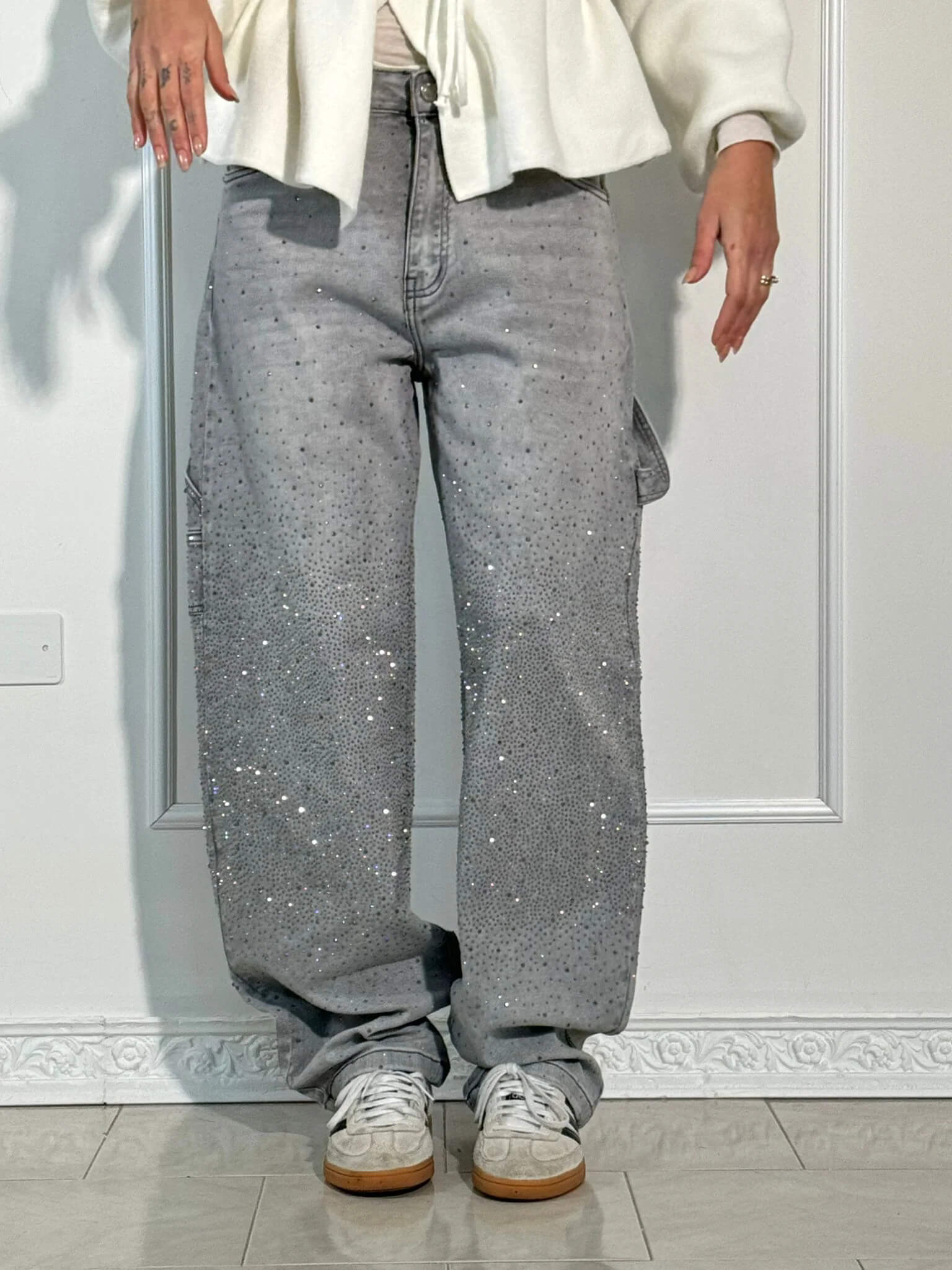 Dam Jeans med Diamantdetaljer 9