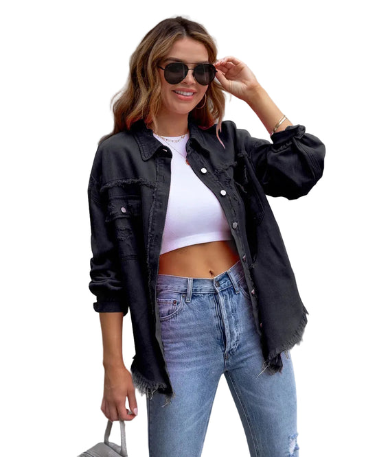 Dam Jeansjacka Bohemisk Stil 0