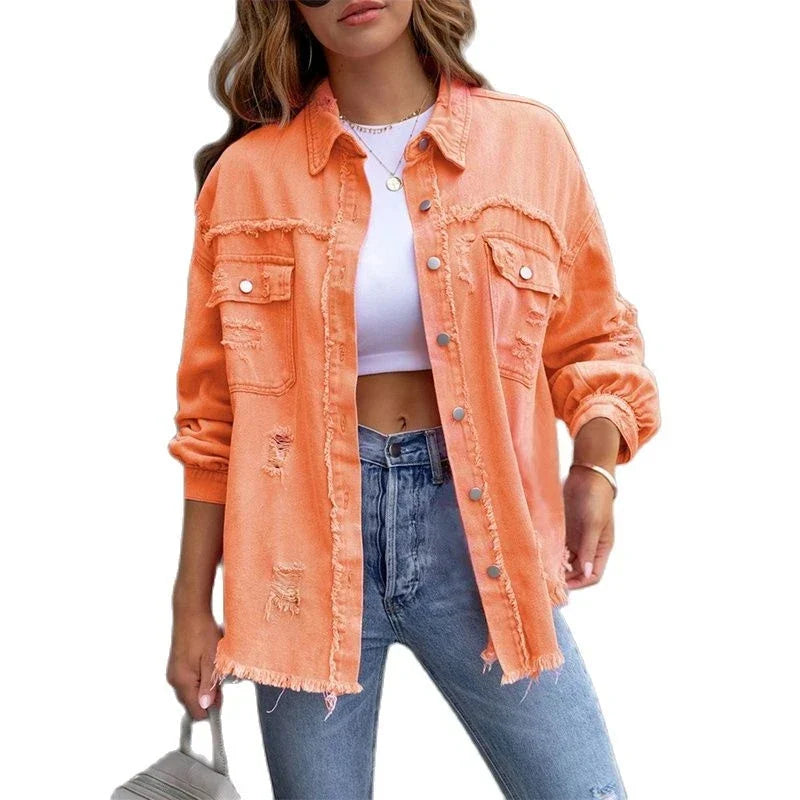 Dam Jeansjacka Bohemisk Stil 1
