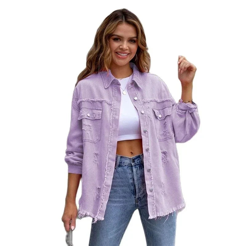 Dam Jeansjacka Bohemisk Stil 2