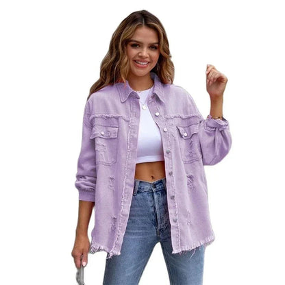 Dam Jeansjacka Bohemisk Stil 2