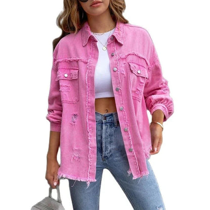Dam Jeansjacka Bohemisk Stil 5