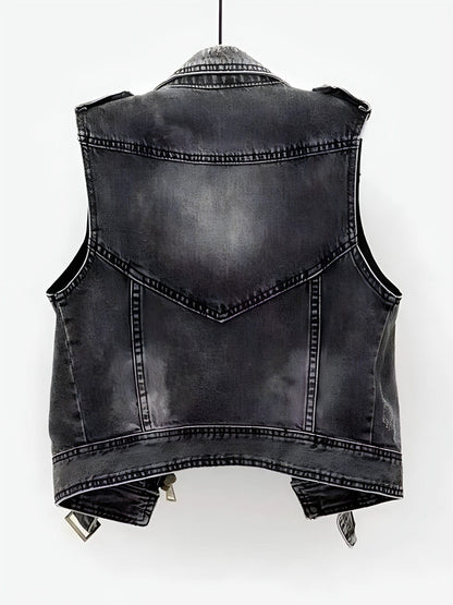 Dam Jeansväst Klassisk Stil Mångsidig Denim 0