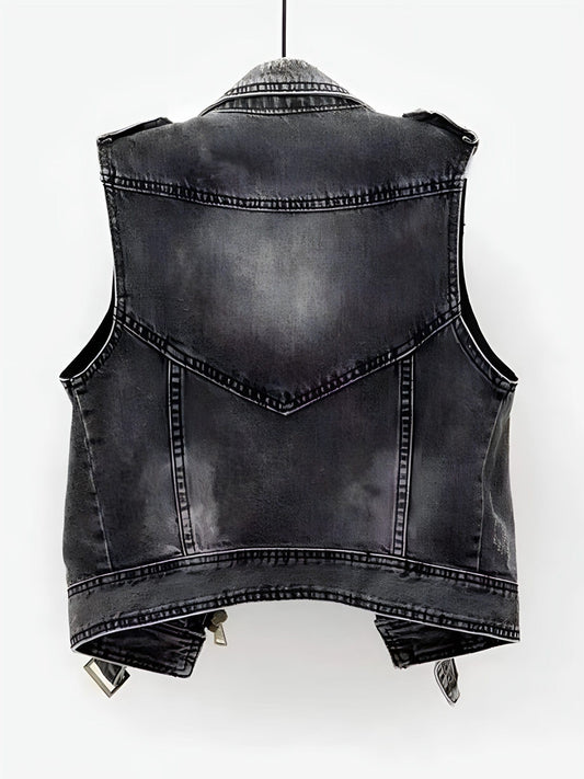 Dam Jeansväst Klassisk Stil Mångsidig Denim 0