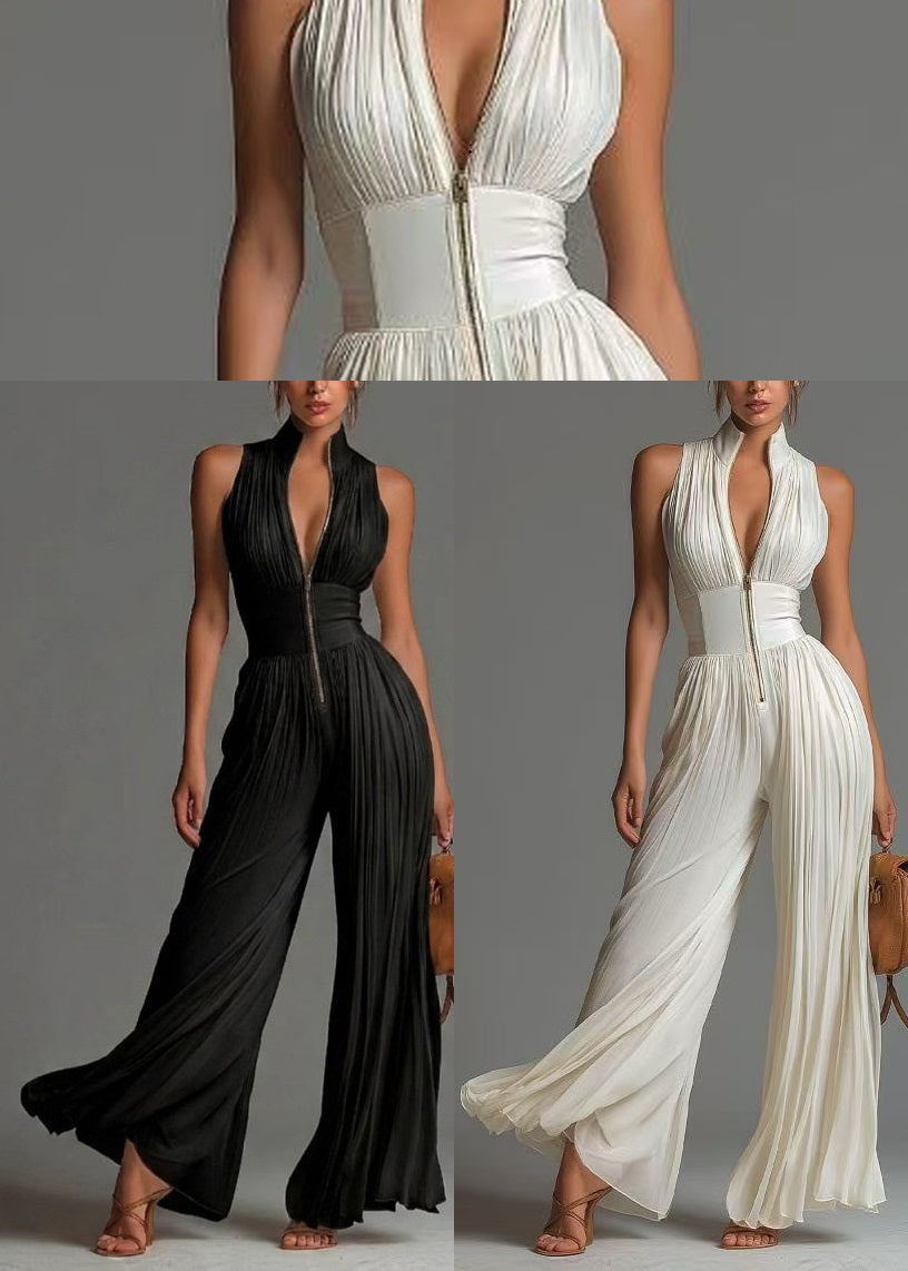 Dam Jumpsuit Ärmlös Med Rynkad Design och Dragkedja 4