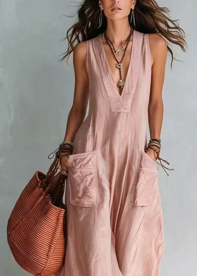 Dam Jumpsuit Ärmlös V-hals Casual med Fickor 3
