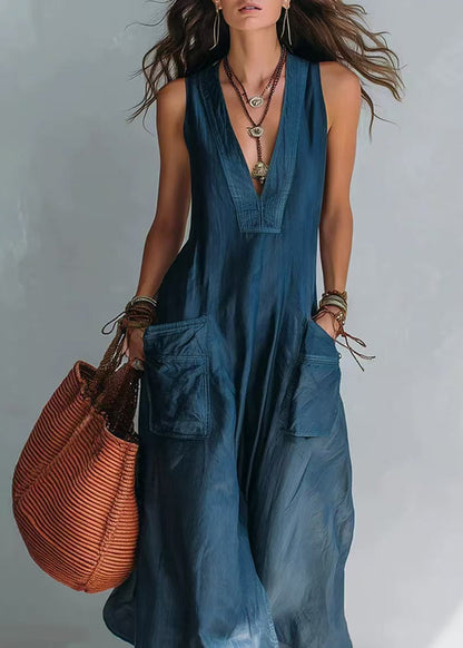 Dam Jumpsuit Ärmlös V-hals Casual med Fickor 4
