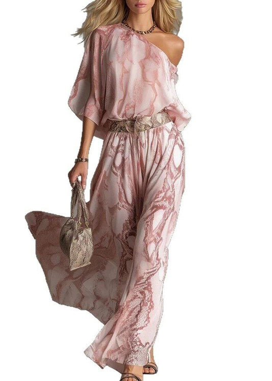 Dam Jumpsuit Asymmetrisk One Shoulder med Flareärm 4