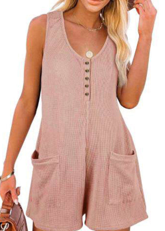Dam Jumpsuit Casual Patchwork med Fickor 0